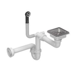 Quadri Quadrangle inox kvadratni odtočni set za pomivalno korito vključno s prelivom inox 1208967549