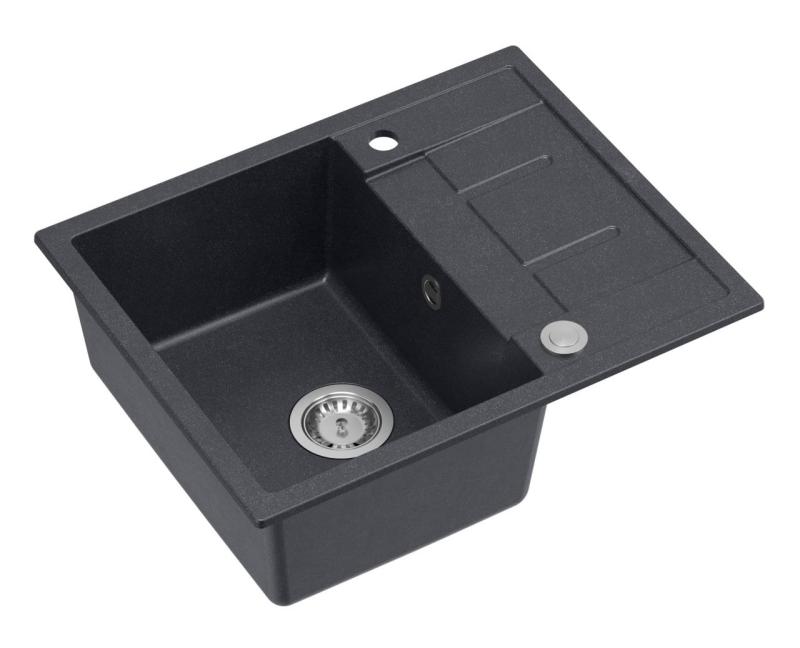 Quadri Dalton antracitna granitna pomivalno korito z odcejalnikom 62x50 cm z nerjavečim jeklenim čepom 1208967570