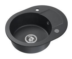 Quadri London Antracit Granitno Okroglo Pomivalno Korito z Odtoknim Delom 585x460mm Obrnljivo - 1208967585