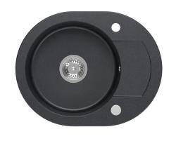 Quadri London Antracit Granitno Okroglo Pomivalno Korito z Odtoknim Delom 585x460mm Obrnljivo - 1208967585