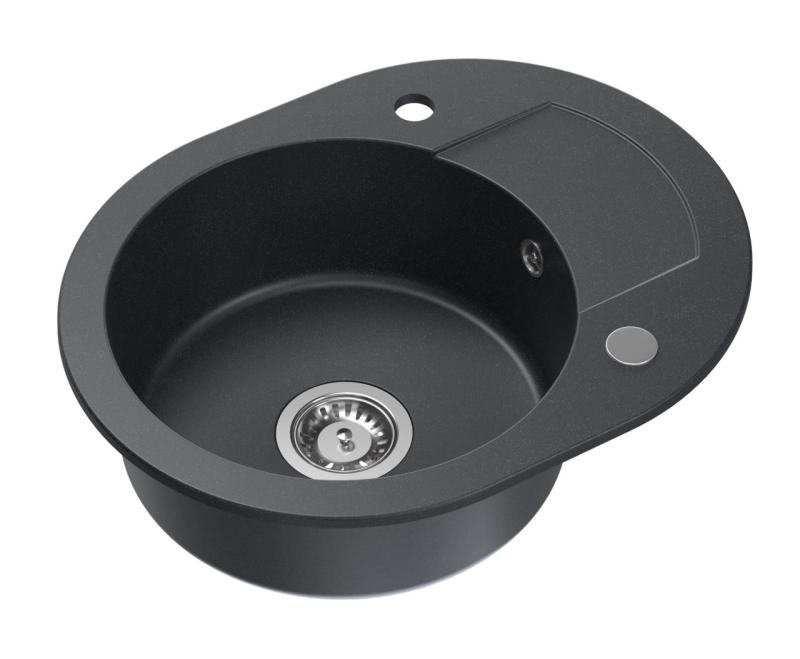 Quadri London Antracit Granitno Okroglo Pomivalno Korito z Odtoknim Delom 585x460mm Obrnljivo - 1208967585