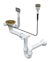 Quadri Oxford gouden afvoerset spoelbak incl. overloop en push to open knop goud 1208967588