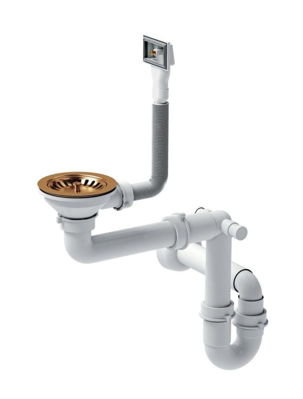 Quadri Oxford bakrena odtočna garnitura za pomivalno korito vključno s prelivom baker 1208967593