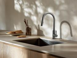 Pure. Sink Prestige pomivalno korito PVD gun metal 34x40 cm 10 mm radijus, vgradna, ploskovgradna in nadgradna montaža PPG3440-61