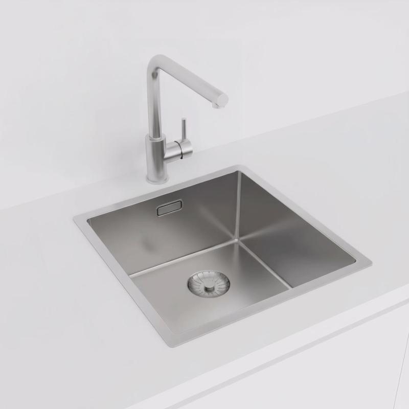 Pure.Sink Prestige roestvrijstalen spoelbak 40x40 cm 10 mm radius onderbouw, vlakbouw en opbouw PPG4040-02
