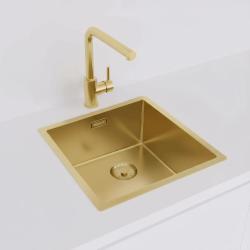 Pure.Sink Prestige pomivalno korito 40x40 cm PVD Zlato 10mm radijus za vgradnjo, plosko vgradnjo in nadgradnjo PPG4040-60