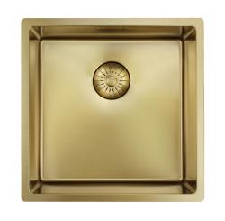 Pure.Sink Prestige pomivalno korito 40x40 cm PVD Zlato 10mm radijus za vgradnjo, plosko vgradnjo in nadgradnjo PPG4040-60