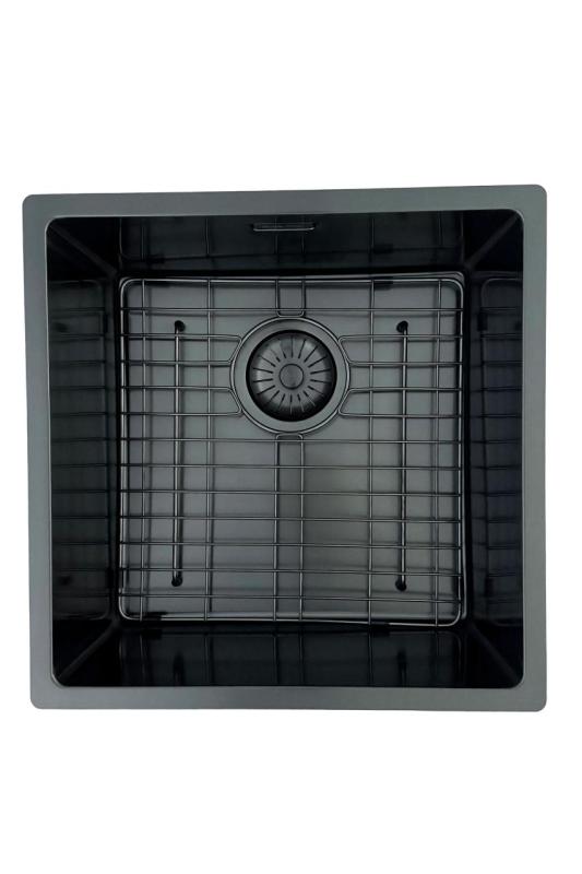 Pure.Sink Prestige pomivalno korito 40x40 cm PVD Gun Metal 10 mm radijus za vgradnjo, ravno vgradnjo in nadgradnjo PPG4040-61