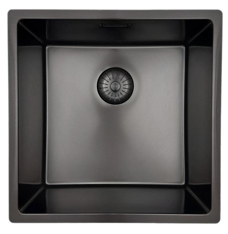 Pure.Sink Prestige pomivalno korito 40x40 cm PVD Gun Metal 10 mm radijus za vgradnjo, ravno vgradnjo in nadgradnjo PPG4040-61