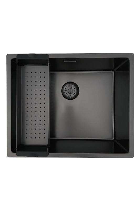Pure.Sink Prestige pomivalno korito 50x40 cm PVD Gun Metal 10mm radijus za vgradnjo pod pult, v ravnini s pultom in na pult PPG5040-61