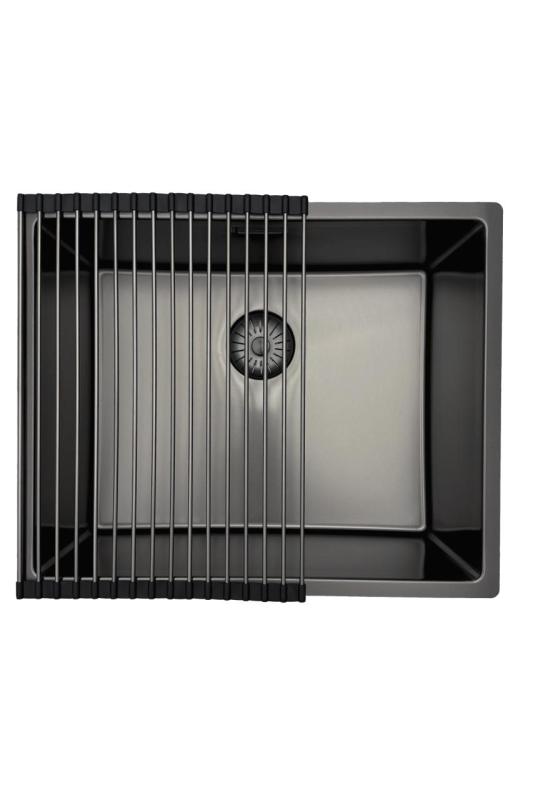 Pure.Sink Prestige pomivalno korito 50x40 cm PVD Gun Metal 10mm radijus za vgradnjo pod pult, v ravnini s pultom in na pult PPG5040-61