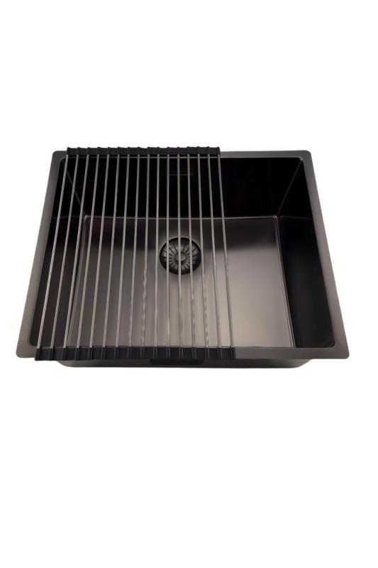 Pure.Sink Prestige pomivalno korito 50x40 cm PVD Gun Metal 10mm radijus za vgradnjo pod pult, v ravnini s pultom in na pult PPG5040-61