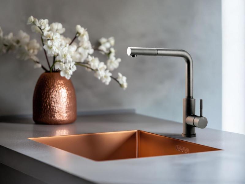 Pure.Sink Prestige pomivalno korito 50x40 cm PVD baker 10 mm radijus podvgradnja, ravna vgradnja in nadgradnja PPG5040-62