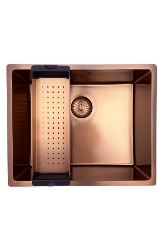 Pure.Sink Prestige pomivalno korito 50x40 cm PVD baker 10 mm radijus podvgradnja, ravna vgradnja in nadgradnja PPG5040-62