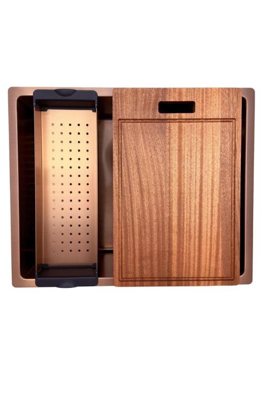 Pure.Sink Prestige pomivalno korito 50x40 cm PVD baker 10 mm radijus podvgradnja, ravna vgradnja in nadgradnja PPG5040-62