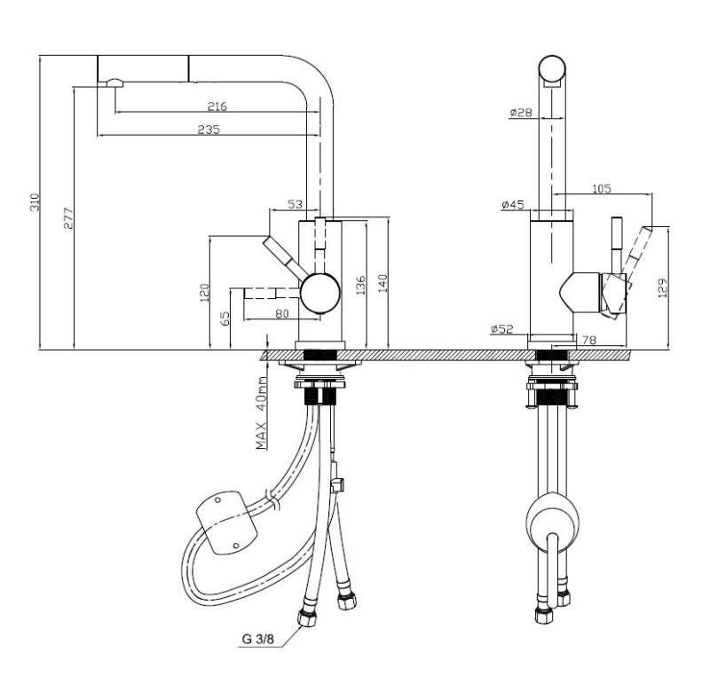 Pure.Sink Elite Steel Spark-S kuhinjska armatura Mat črna z izvlečno cevjo PS8041-10
