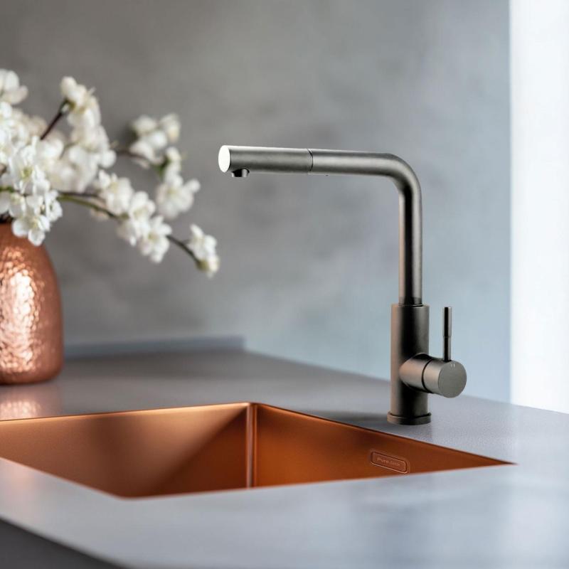 Pure.Sink Elite Steel Spark-S kuhinjska armatura PVD Gun metal z izvlečno cevjo PS8041-61