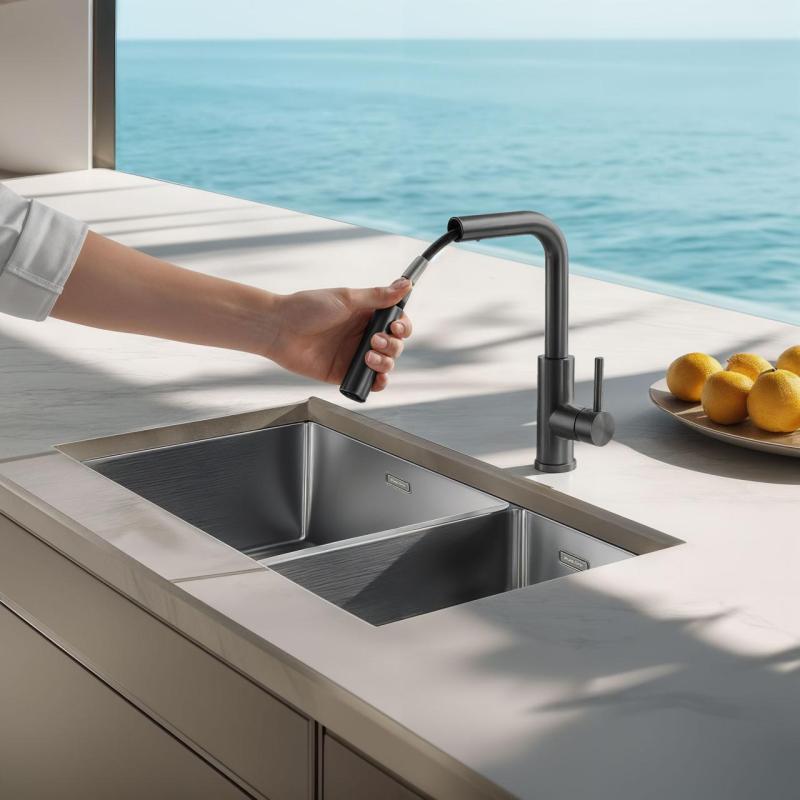 Pure.Sink Elite Steel Spark-S kuhinjska armatura PVD Gun metal z izvlečno cevjo PS8041-61