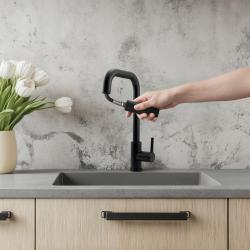 Pure.Sink Elite Steel Crystal-S kuhinjska armatura Črna mat z izvlečno izlivno cevjo PS8050-10