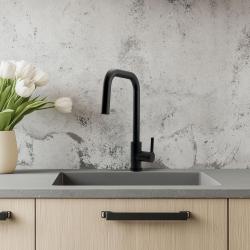 Pure.Sink Elite Steel Crystal-S kuhinjska armatura Črna mat z izvlečno izlivno cevjo PS8050-10