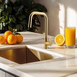 Pure.Sink Elite Steel Crystal-S kuhinjska pipa PVD brušeno zlato z izvlečno izlivno cevjo PS8050-60