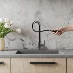 Pure.Sink Elite Steel Crystal-S kuhinjska pipa PVD Gun metal z izvlečno izlivno cevjo PS8050-61