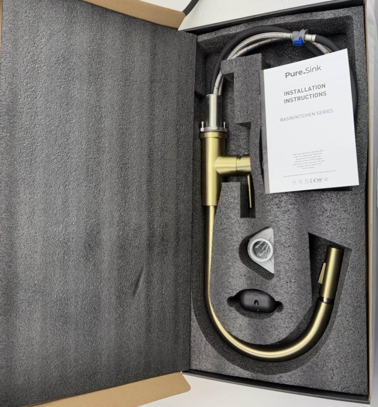 Pure.Sink Elite Steel Stream-S kuhinjska pipa PVD brušeno zlato z izvlečnim izlivom PS8045-60