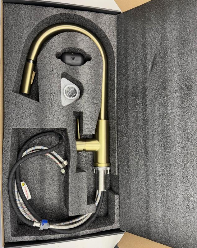 Pure.Sink Elite Steel Stream-S kuhinjska pipa PVD brušeno zlato z izvlečnim izlivom PS8045-60