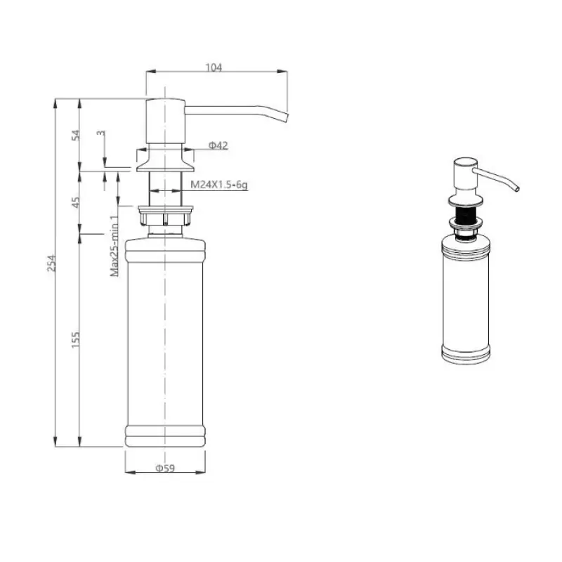 Quadri Manchester Vgrajen Dozator za Milo iz Nerjavečega Jekla - Polnjenje od Zgoraj 1208967655