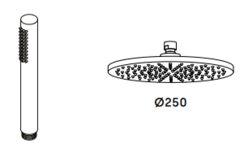 Waterevolution Flow termostatska tuš kombinacija z deževno prho krom 250mm T141TN2501