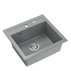 Quadri London Granit Siva Pomivalno korito 50x47cm z odprtino za pipo Nadgradnja - 1208967727