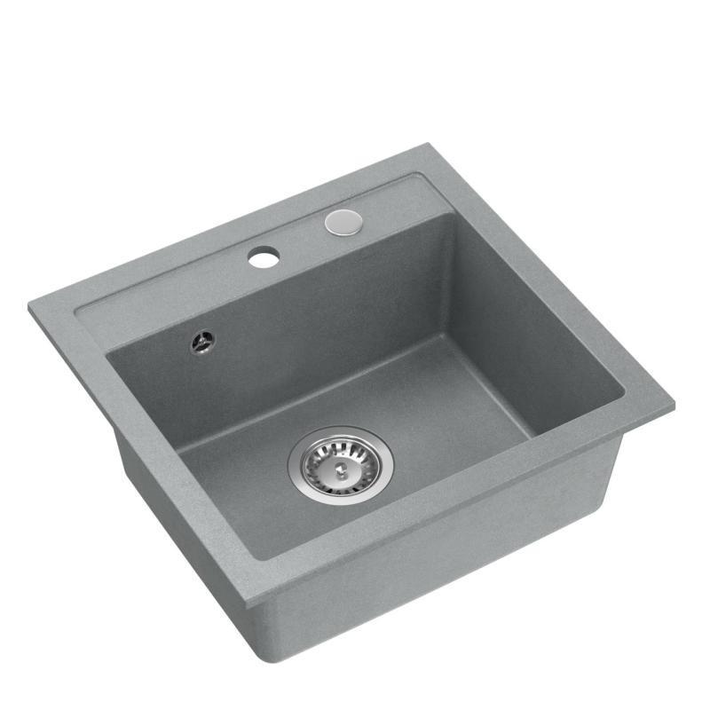 Quadri London Granit Siva Pomivalno korito 50x47cm z odprtino za pipo Nadgradnja - 1208967727