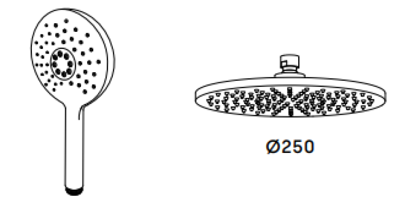 Waterevolution Flow termostatska tuš kombinacija z dežno prho, krom 250 mm okrogla T141TNR2501