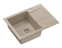 Quadri Sutton Beige Pesek Granitna Vgradna Pomivalna Korita 60x45cm z Odkapno Površino, Obrnljivo z Bež Čepom - 1208967751