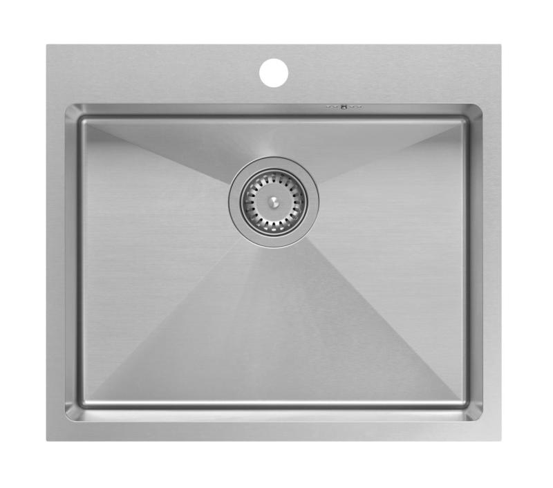 Aquadesign Clara RVS Pomivalno korito 55x48cm Vgradnja z odprtino za pipo in RVS čep - 1208967756