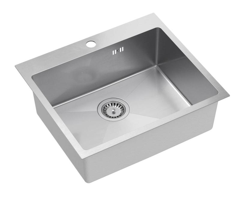 Aquadesign Clara RVS Pomivalno korito 55x48cm Vgradnja z odprtino za pipo in RVS čep - 1208967756
