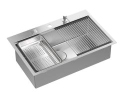 Aquadesign Vesta RVS Pomivalno Korito 76x49cm Nadgradnja in Vgradnja z Odtokovno Omrežno Ploščo, vključno z RVS Čepom in Dodatki - 1208967762