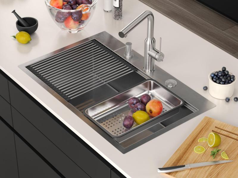 Aquadesign Vesta RVS Pomivalno Korito 76x49cm Nadgradnja in Vgradnja z Odtokovno Omrežno Ploščo, vključno z RVS Čepom in Dodatki - 1208967762