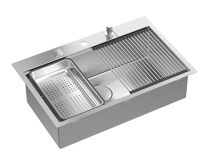 Aquadesign Vesta RVS Pomivalno Korito 76x49cm Nadgradnja in Vgradnja z Odtokovno Omrežno Ploščo, vključno z RVS Čepom in Dodatki - 1208967762