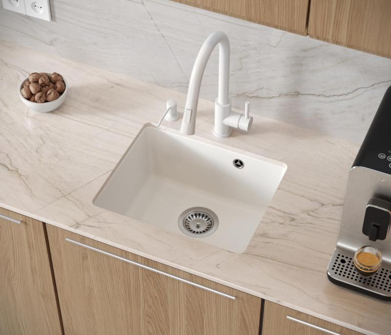 Quadri Elston Bela Granitna Vgradna Pomivalna Korita 420x335mm z RVS Čepom 1208967776