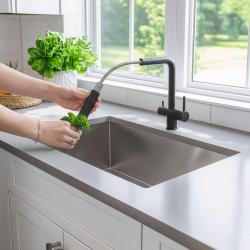 Quadri Ellesmere Kuhinjska armatura Črna 3-smerna s dodatnim priključkom za filtrirano vodo 1208967780