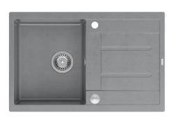 Quadri Sheffield Sivi Granitni Vgradni Pomivalnik 78x50 cm z Odcejalnikom in Inox Čep - 1208967793