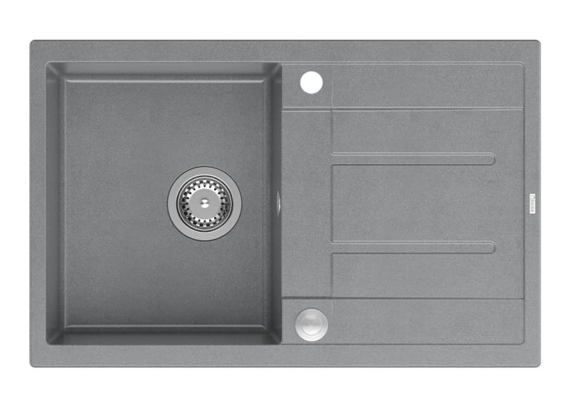 Quadri Sheffield Sivi Granitni Vgradni Pomivalnik 78x50 cm z Odcejalnikom in Inox Čep - 1208967793