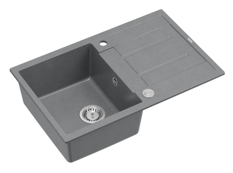 Quadri Sheffield Sivi Granitni Vgradni Pomivalnik 78x50 cm z Odcejalnikom in Inox Čep - 1208967793