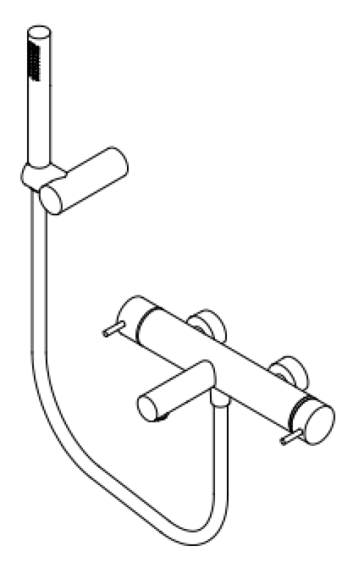 Waterevolution Flow tweerichtings douchemengkraan met handdouche van messing natuur T130NLE