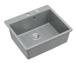 Quadri Sheffield Siva Granitna Vgradna ali Nadgradna Pomivalno Korito 57x50 cm s Polico za Pipo in Inox Čep - 1208967810