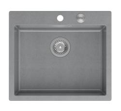 Quadri Sheffield Siva Granitna Vgradna ali Nadgradna Pomivalno Korito 57x50 cm s Polico za Pipo in Inox Čep - 1208967810