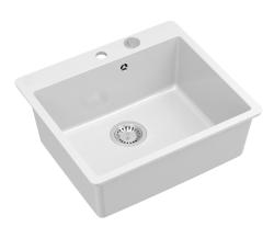Quadri Sheffield Bel Granieten Inbouw- of Opbouwspoelbak 57x50 cm met Kraangat en RVS Plug - 1208967815