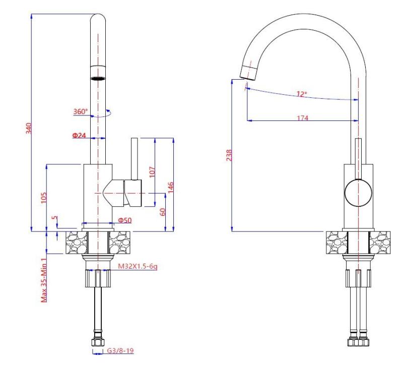 Quadri Kendal Set z Kuhinjsko Pipo, Dozatorjem za Tekočino in Granitnim Antracitnim Zlato Barvnim Pomivalnim Koritom 60x44 cm z Odtoknim Delom in Zlato Zaporko ter Prelivom - 1208967843