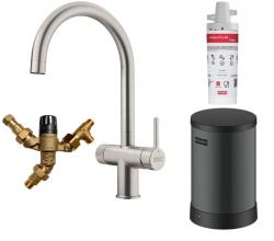 Franke Maris waterhub 4L bojler 3-1 s Twist mehansko pipo za vrelo vodo iz nerjavečega jekla z obvodom waterhub 1208967859